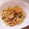 にっこりレストランの作ってみた!投稿(残りご飯で簡単本格的！バター香る【海老ピラフ】)