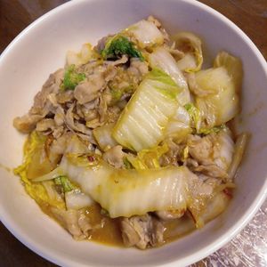 907307の作ってみた!投稿(白菜と豚こま《やみつき♡にんにく味噌炒め》)