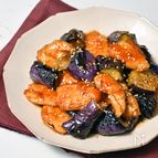 なすと鶏肉の甘辛柚子こしょう炒め