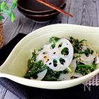 簡単副菜＊春菊と蓮根の白だしごまナムル