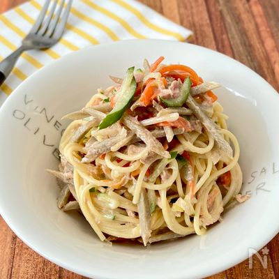 『ごぼうとツナのパスタサラダ』