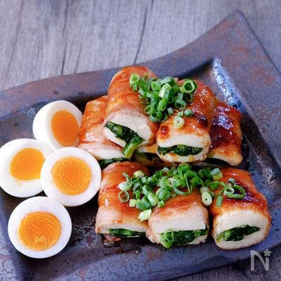お酢でさっぱり♪厚揚げの肉巻き煮