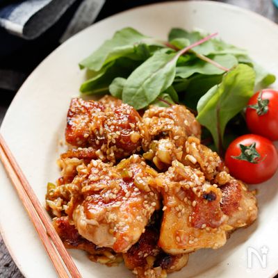 ねぎまみれの鶏唐【#冷凍保存#揚げない#冷製おかず】