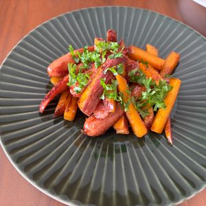 こむぎの作ってみた!投稿(さつまいもとウインナーのこっくりバター醤油ソテー)