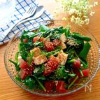大満足なおつまみサラダ♡まぐろと豆腐とほうれん草のサラダ