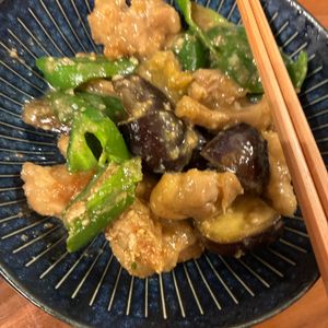 1169387の作ってみた!投稿(鶏肉となすとピーマンのにんにくごま味噌炒め【#作り置き】)