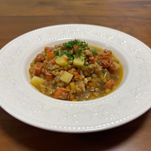 こむぎの作ってみた!投稿(スペイン風【レンズ豆とじゃがいものスープ】これ一品で満足♪)