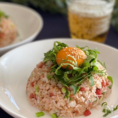 残りごはんで梅しらすチャーハン