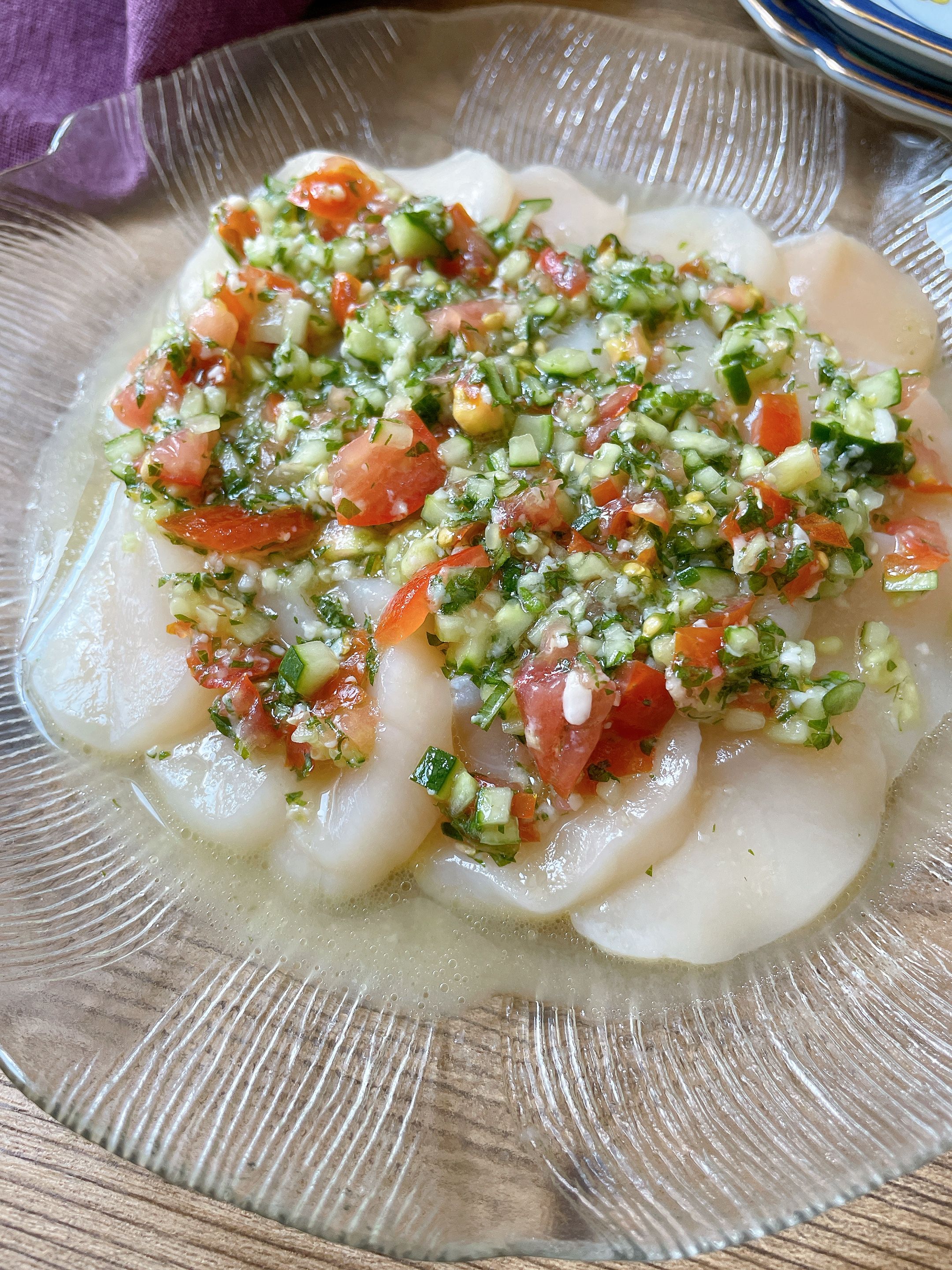 塩麹×和える】帆立カルパッチョ〜夏野菜ソースがけ〜 | レシピサイトNadia