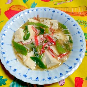 深い青の作ってみた!投稿(レンジで簡単！とろん♡【崩し豆腐のネギとろみあん】ヘルシー♪)