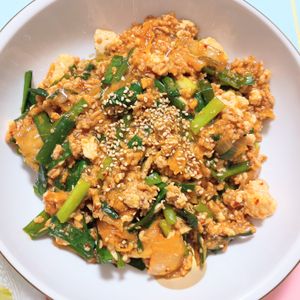 milkの作ってみた!投稿(【らくレピ】スタミナニラキムチの麻婆豆腐風)