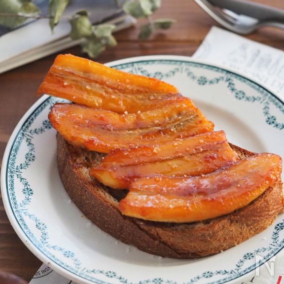 【洗い物なし！】超簡単でカフェ風♪キャラメルバナナトースト