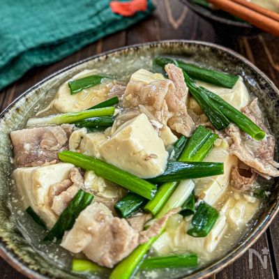 超絶おいしい《豚バラねぎ塩♡肉豆腐》