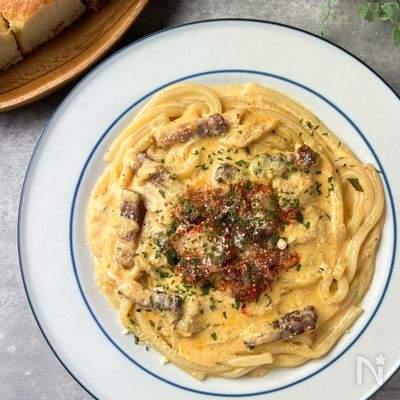 濃厚でピリ辛で超簡単！キムチクリームうどん