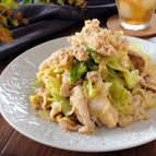 材料2つ☆ご飯が進む豚こまキャベツの胡麻だれ炒め。