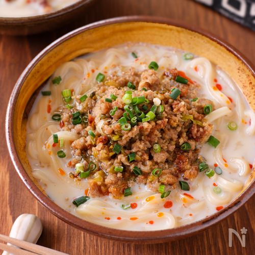 【ごまみそ豆乳うどん】作り置き肉みそでパパッとランチ♪