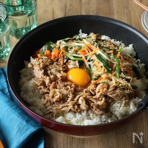 【石焼風ビビンバ】フライパンで一発！ワンパン簡単♪