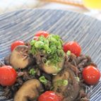 ご飯が進む！牛肉とシイタケのオイマヨ炒め