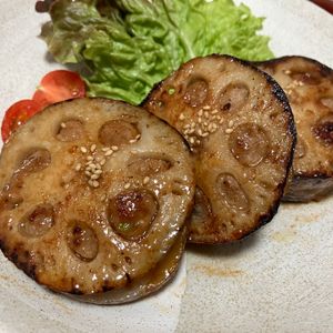 りんごの作ってみた!投稿(れんこんと豚ひき肉の挟み焼き(動画あり))