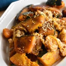 【豚こまとかぼちゃの甘辛炒め】ご飯がすすむ！
