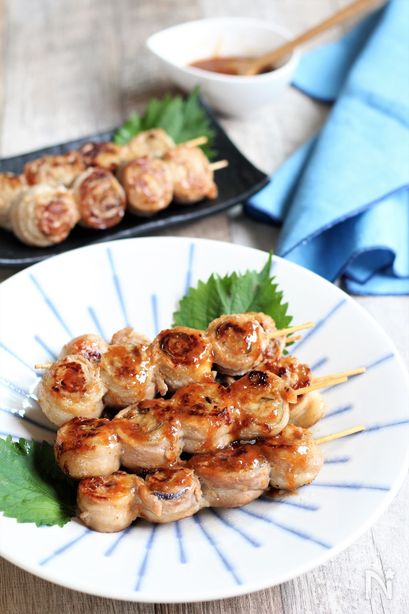 豚バラとナスのにんにく味噌串焼き