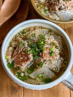 大根とごぼう《ゴロゴロそぼろ♡中華スープ》