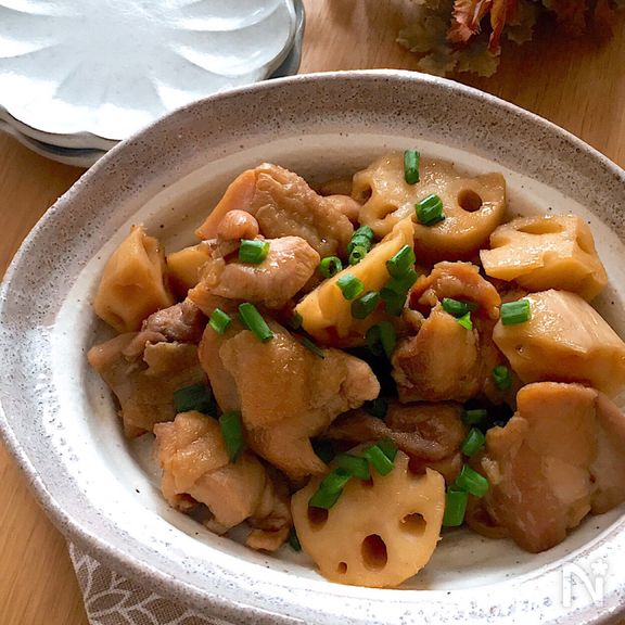 ポン酢でお手軽に〜♡鶏もも肉と蓮根のポンテリ煮