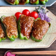 キレイに焼けます♪肉汁あふれるピーマンの肉詰め