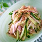 【レンジで2分】シャキシャキもやしとハムときゅうりの中華風