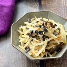 『きくらげともやしのうま塩ナムル』コリコリ食感！レンジで◎