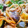 太麺で作る「茄子とズッキーニのトマトソースパスタ」の工程7