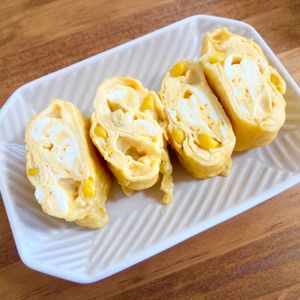 ゆかりの作ってみた!投稿(甘じょっぱさがクセになる。コーン×チーズのふわふわ卵焼き)