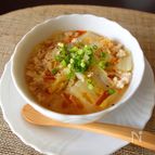 豚挽肉と白菜のピリ辛春雨スープ