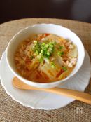 豚挽肉と白菜のピリ辛春雨スープ