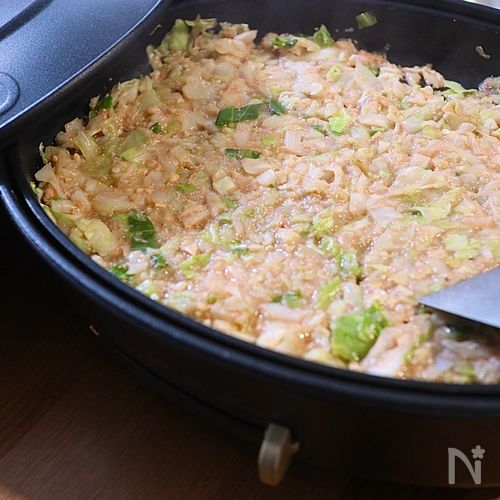 納豆×明太子！米粉でつくるとろ〜りもんじゃ