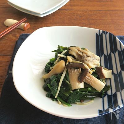 ヘルシー和総菜◎ほうれん草ときのこのわかめ和え