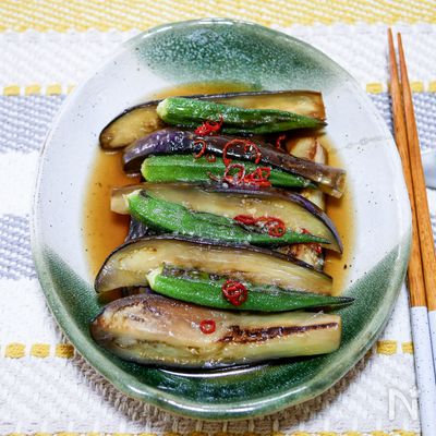 焼いて漬けるだけ「茄子とオクラの焼き浸し」