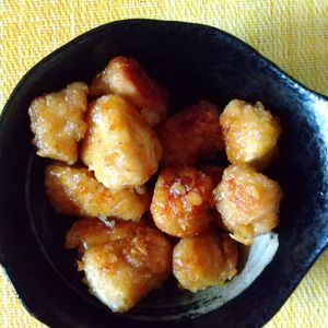 チョロリスの作ってみた!投稿(油大さじ４！『冷めても美味しい揚げない鶏むねマヨ醤油唐揚げ』)