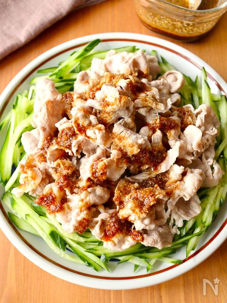 レンジで5分！【中華風胡麻ダレ豚しゃぶ×きゅうり】