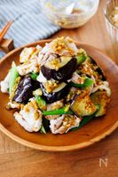 『豚しゃぶとなすとオクラの中華香味だれ』さっぱり‼やみつき♫