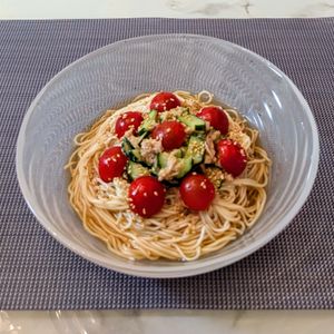 𝔂𝓾𝓶𝓲🍓の作ってみた!投稿(やさしく整う夏麺・ツナトマぶっかけそうめん)