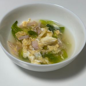 しんやの作ってみた!投稿(【レタスとハムの卵スープ】さっと煮るだけ)