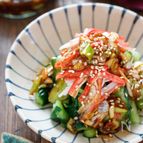 かち割りきゅうりとカニカマの香味ねぎソース【#包丁不要】