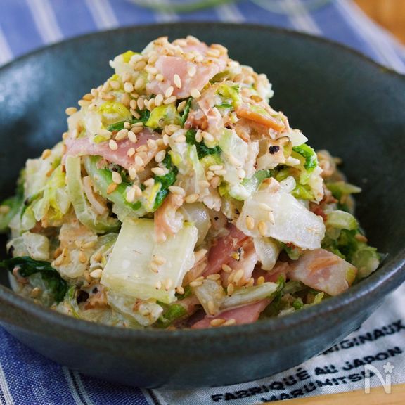 危険！『ごまマヨおかか de 白菜とベーコンの無限サラダ』