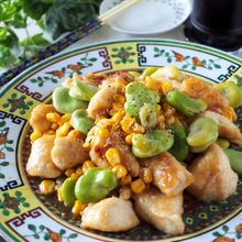 ご飯がススム＊鶏むね肉と空豆のスタミナうま塩炒め【下味冷凍】