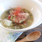 参鶏湯風♪もち麦入り手羽先のスープ

