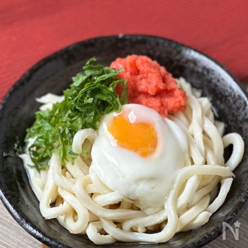 【レンジだけで♡】大葉香る！明太温玉うどん