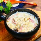ほっとあったまろ♡ベーコンと米粉マカロニのこくうま豆乳スープ