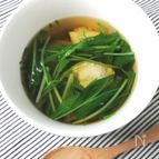 豆腐入りふわふわ鶏団子と水菜のスープ