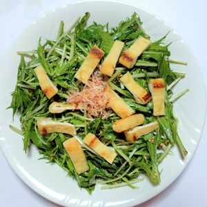 ふうかの作ってみた!投稿(【水菜とサクサク油揚げのサラダ】5分で完成！あともう一品！)